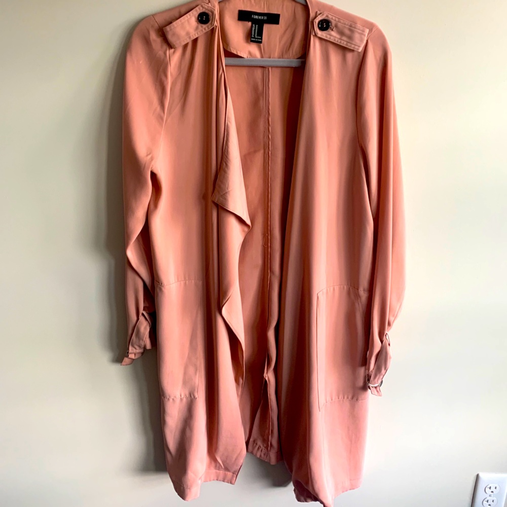 Salmon/pink trench coat long lined
